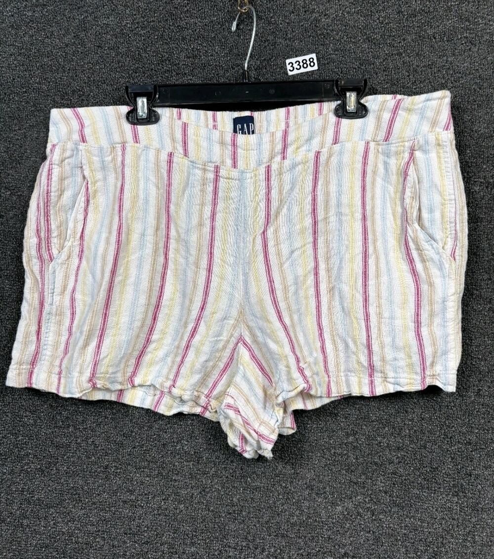 GAP Cream Striped Linen Shorts Womens Size XXL Multicolor High Rise